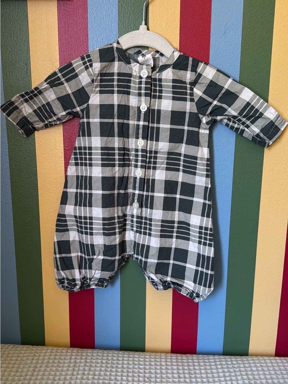Kate Quinn Green and White Plaid Romper